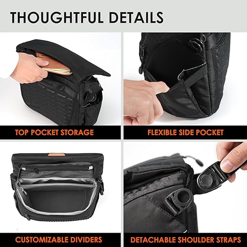 Miniatura 14 de TARION Bolso bandolera para cámara pequeña: bolsa de hombro compacta para cámara con material impermeable y resistente al polvo, bolsa cruzada DSLR
