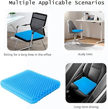 Honeycomb Gel Seat Cushion with Enhanced Airflow for Pressure Relief, Ideal for Office, Car, and Wheelchair Use