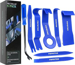 YOFOTHS Trim Removal Tool 8 PCS Plastic Auto Pry Tool Kit Door Panel Removal Tool Set for Automotive and Car Clips, Fasteners, Push Rivets, Molding, Dashboards, Interior Trim Tools