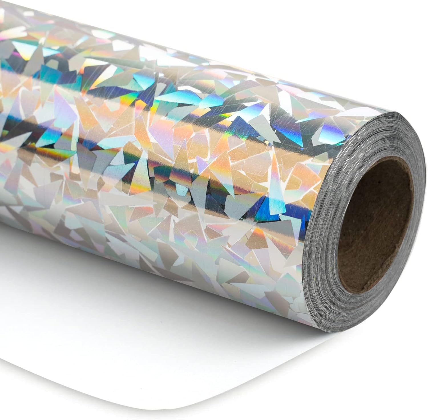 RUSPEPA Silver Geometric Pattern Colorful Metallic Wrapping Paper - Solid Color Paper Perfect for Wedding, Birthday, Christmas, Baby Shower - 30 Inches x 100 Feet