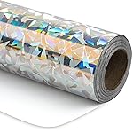 RUSPEPA Silver Geometric Pattern Colorful Metallic Wrapping Paper - Solid Color Paper Perfect for Wedding, Birthday, Christmas, Baby Shower - 30 Inches x 100 Feet