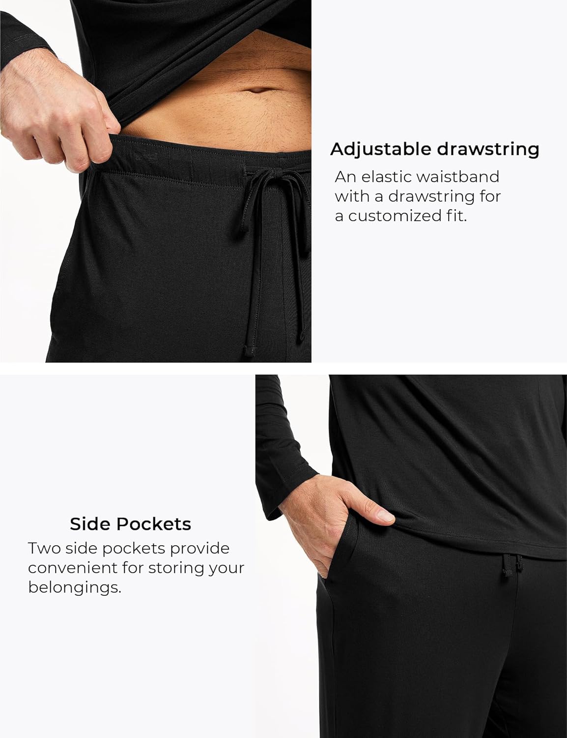 GYS Bamboo Viscose Men's Pajama Sets Long Sleeve Plaid Loungewear Sets with Pockets - Image 5