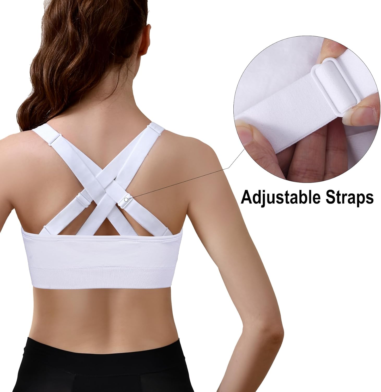 Double Couple Sports Bras for Women Padded High Support Adjustable Crossback Bra Seamless High Impact Yoga Gym Workout Bras - Image 3