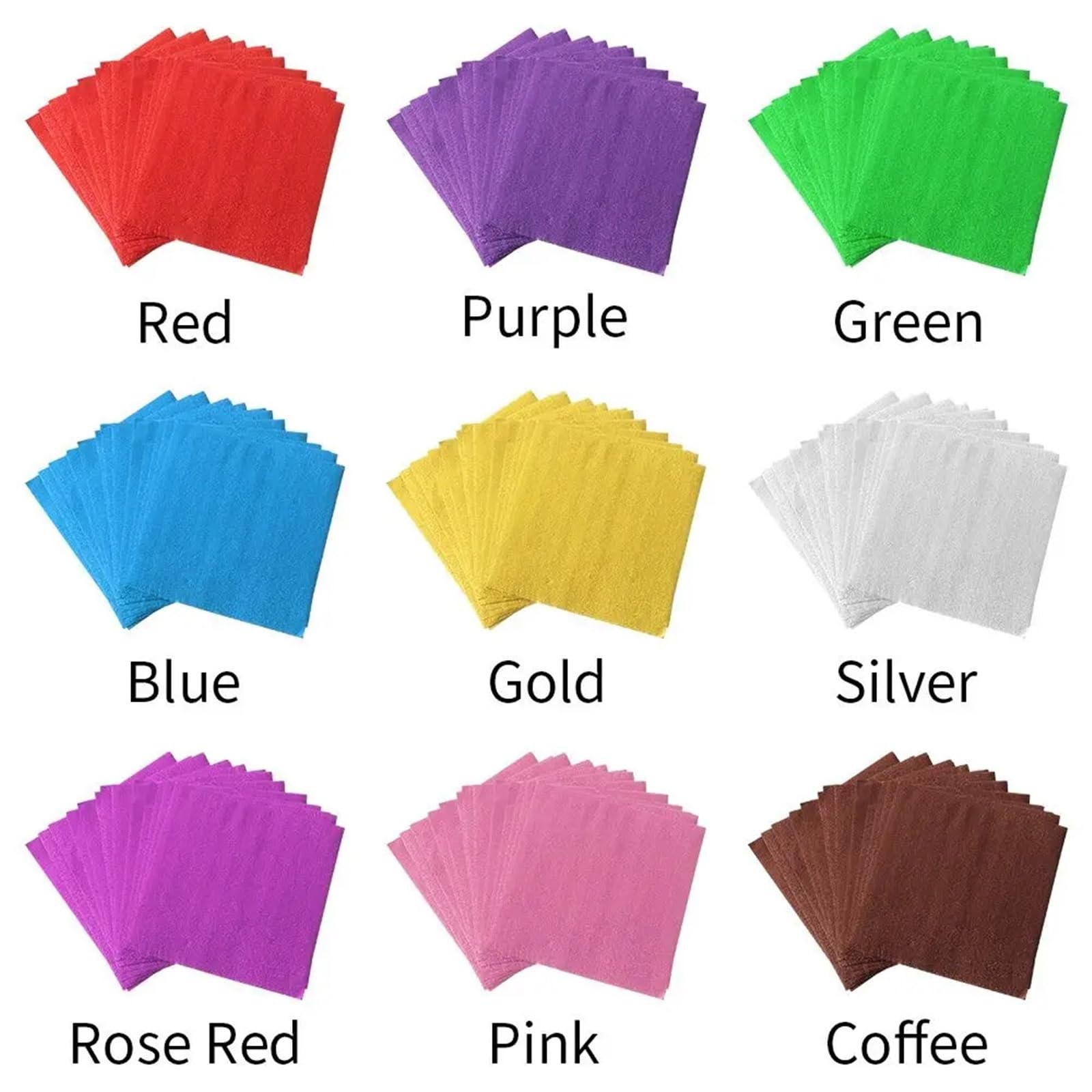 Bonbonpapier aus Folie, 800 Stück, goldenes Aluminiumfolienpapier for selbstgemachte Süßigkeiten, Schokolade, Verpackung, DIY-Bastelverpackungen(Red)