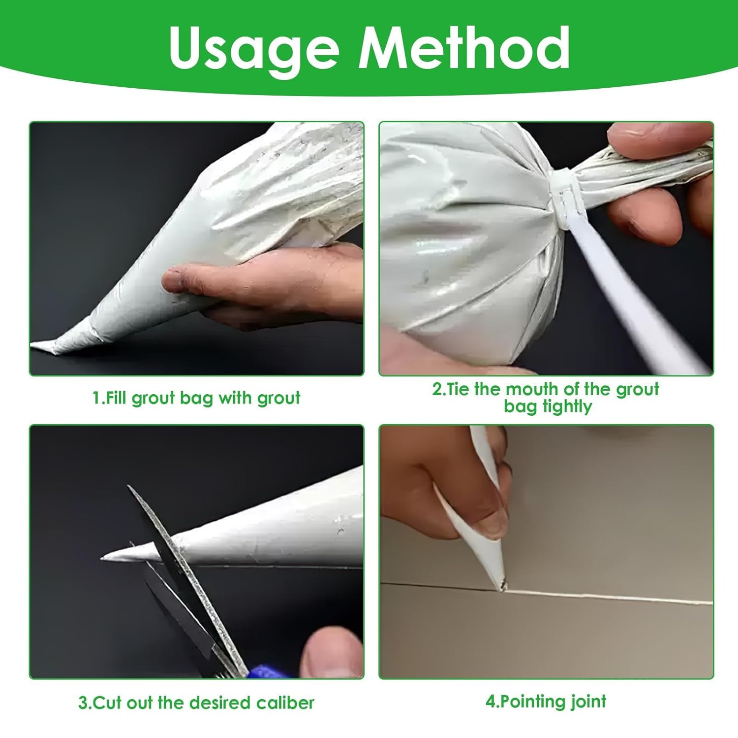 22 Pcs Tile Grout Masonry Mortar Bag with Tile Caulk Tool, 16" x 12" Heavy Duty Tear Resistant Puncture Tip Cement Sealer Mortar Grout Bag Masonry for Tile Installation, Grouting Bag (White)