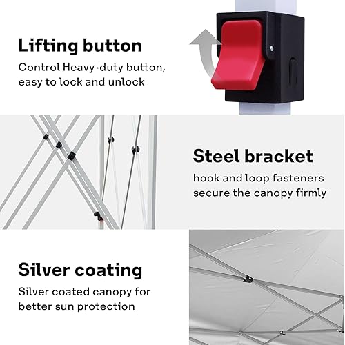 Miniatura 5 de Kaen Toldo desplegable de 10 x 20 pies, tienda de campaña de 10 x 20 pies con 6 paredes laterales, toldo de sombra instantánea para fiestas, playa