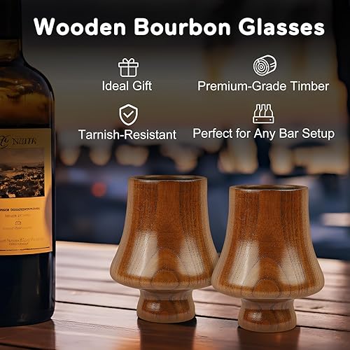 Miniatura 6 de Vaso de madera carbonizada de bourbon para beber, vidrio carbonizado a la antigua, vaso de whisky hecho a mano para hombres, gran regalo de whisky