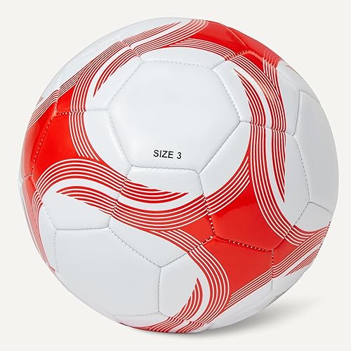 Miniatura 5 de Tienda Basics Durable PVC Soccer Ball with Pump for Training and Practice, Indoor Outdoor Use, White and Red