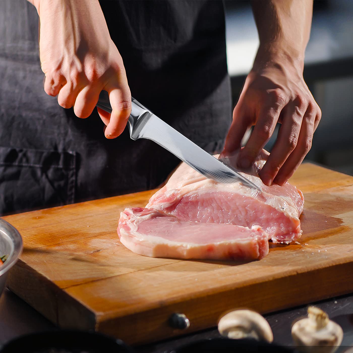 Kitory Cuchillo Deshuesador 15cm con Funda, Cuchillo Profesional para Cortar Huesos y Carne, Cuchillo Filetear Ultra Afilado con Mango Ergonómico de Madera de Pakka