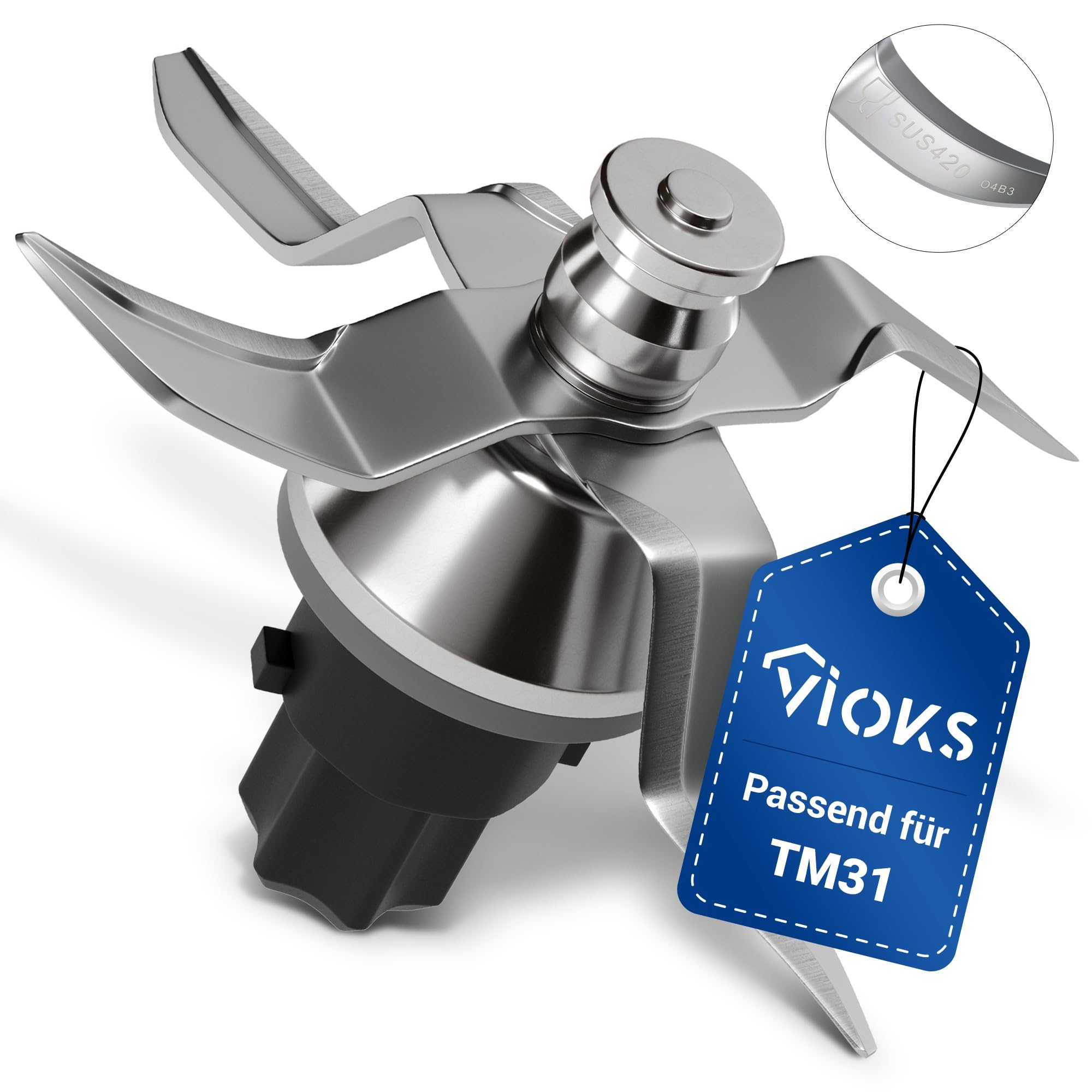 VIOKS Alternatif Couteau compatible avec Thеrmomix TM31 | Couteau de rechange couteau mixeur, en acier inoxydable SUS420, pour robot de cuisine