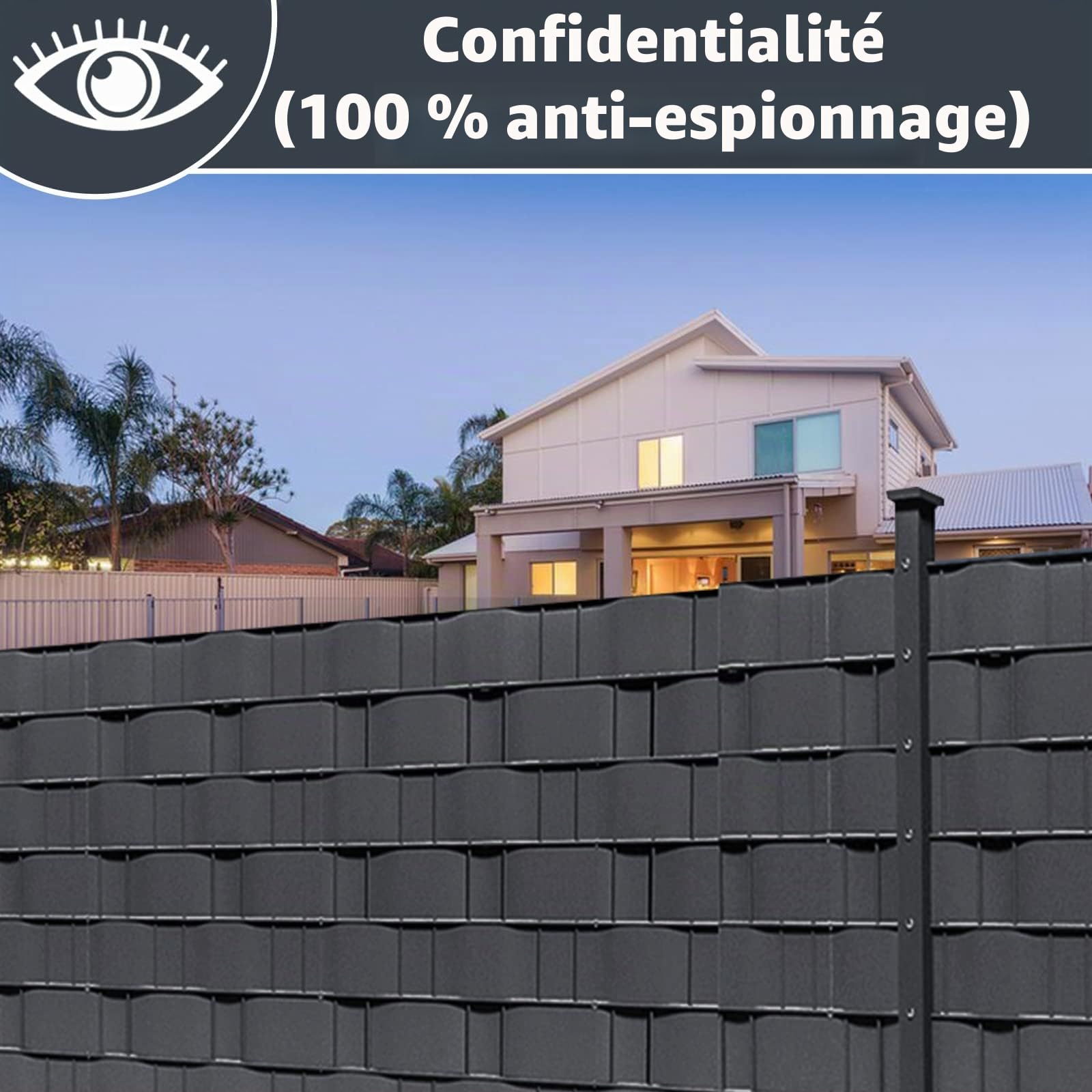 Bandes Brise-Vue en PVC 35 m x 19 cm, Film Brise-Vue pour clôture à Double Fil, avec 30 Clips de Fixation, Protection Contre Le Vent, Protection Solaire, clôture de Jardin, Anthracite