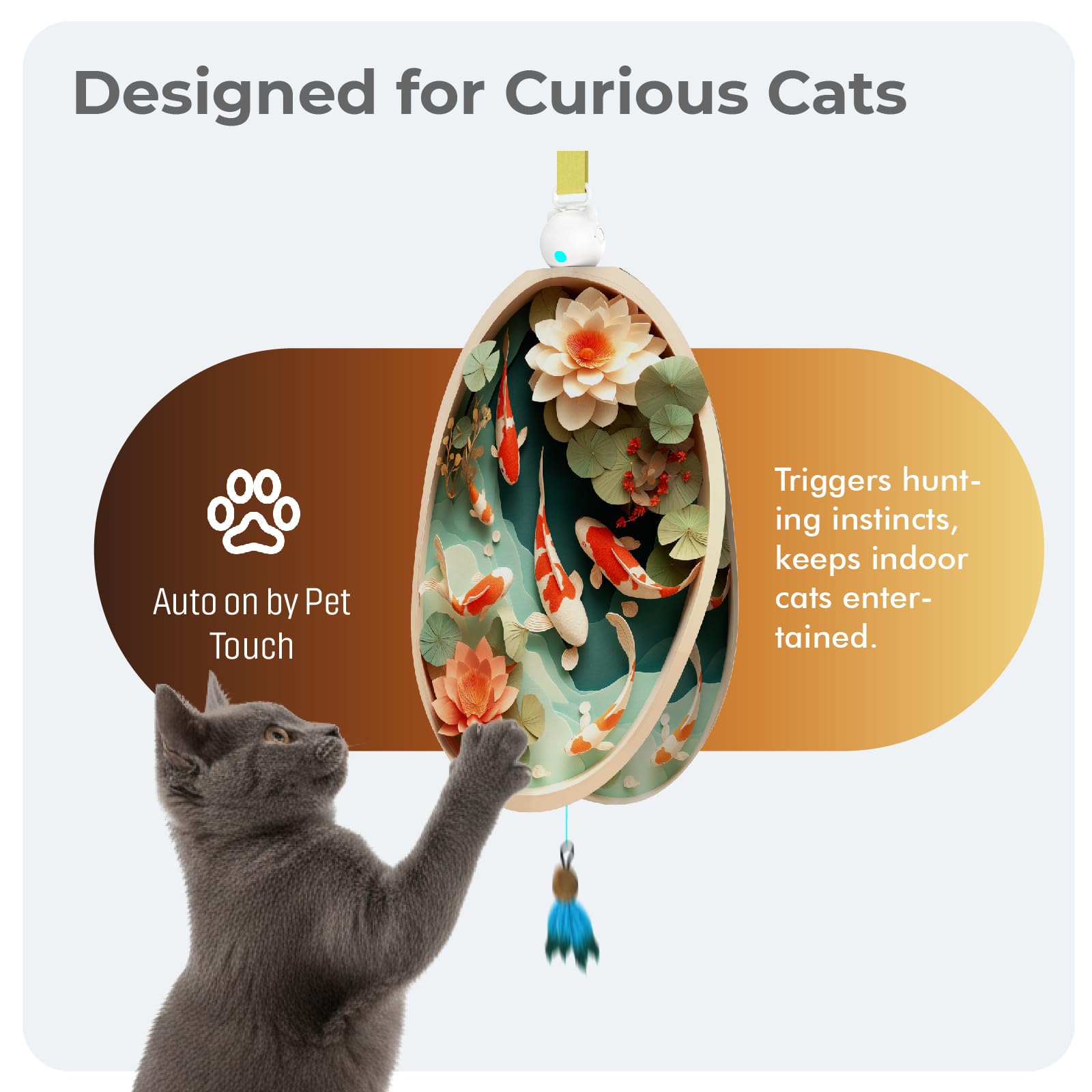 OtterVerz 11 Juguetes interactivos para gatos de interior, juguete de plumas colgante automático oculto para gatos, juguetes de enriquecimiento recargables activados por movimiento para gatos adultos