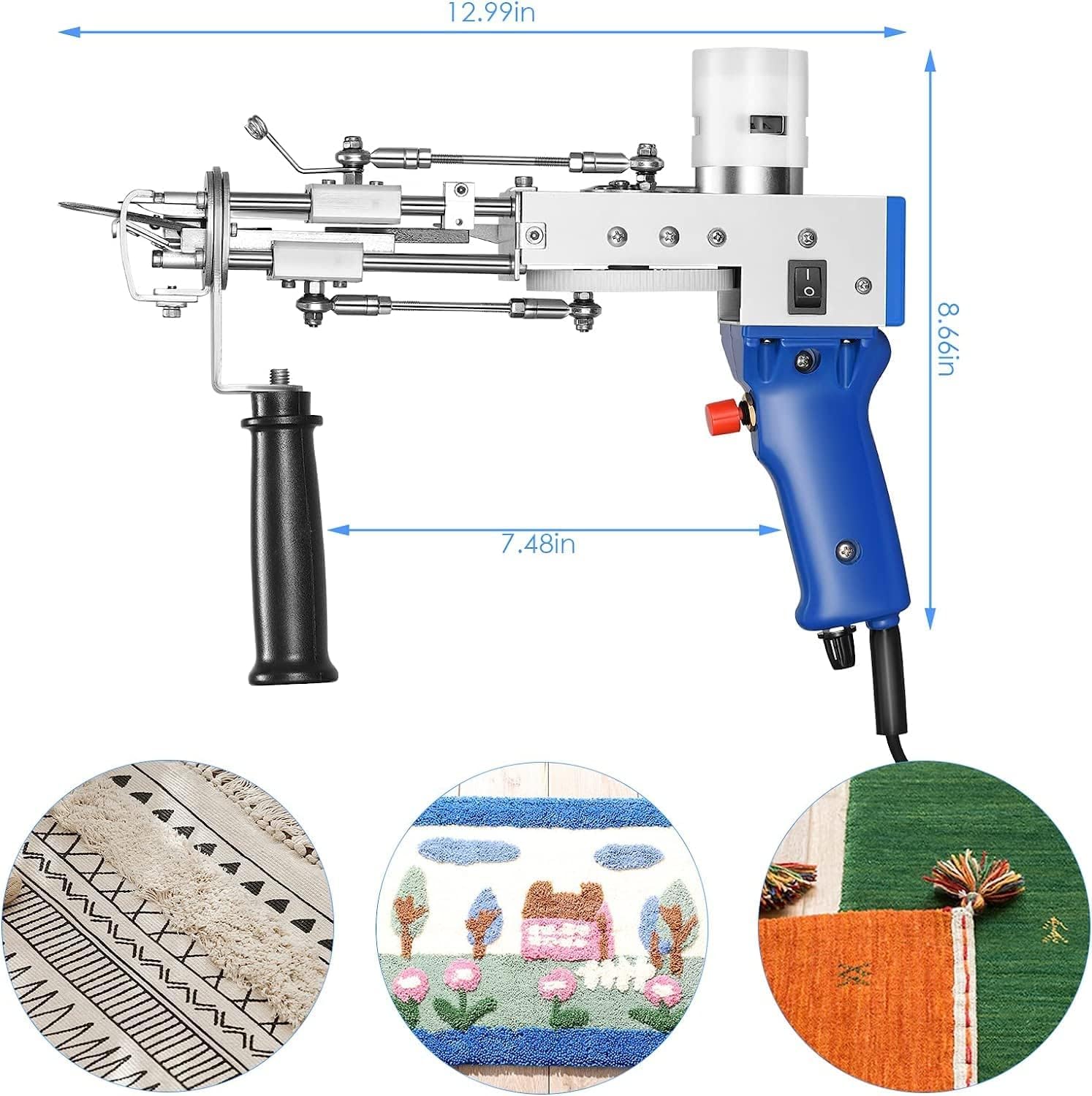 Tufting Gun 2 en 1,Aomdom Cut Pile Loop Pila 7-21 mm Pistola Alfombra 5-40 Puntadas/Seg Rug Gun Máquina de Tejer Alfombras DIY para Tejer Alfombras (Conjunto A)
