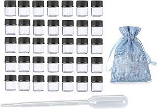 JJKMALL- 50Pcs Clear Sample Glass Bottles mini 1ml 1/4Dram Essential Oils Vials with Orifice Reducer Perfume Cosmetics Lotion Jars Container + 1pc gift Storage bag + 1pc 3ml Dropper
