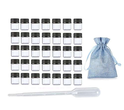 Miniatura 1 de JJKMALL- 50 botellas de cristal transparente de 1 ml de aceite esencial de 14Dram Vials con reductor de olores para perfumes cosméticos lociones  1