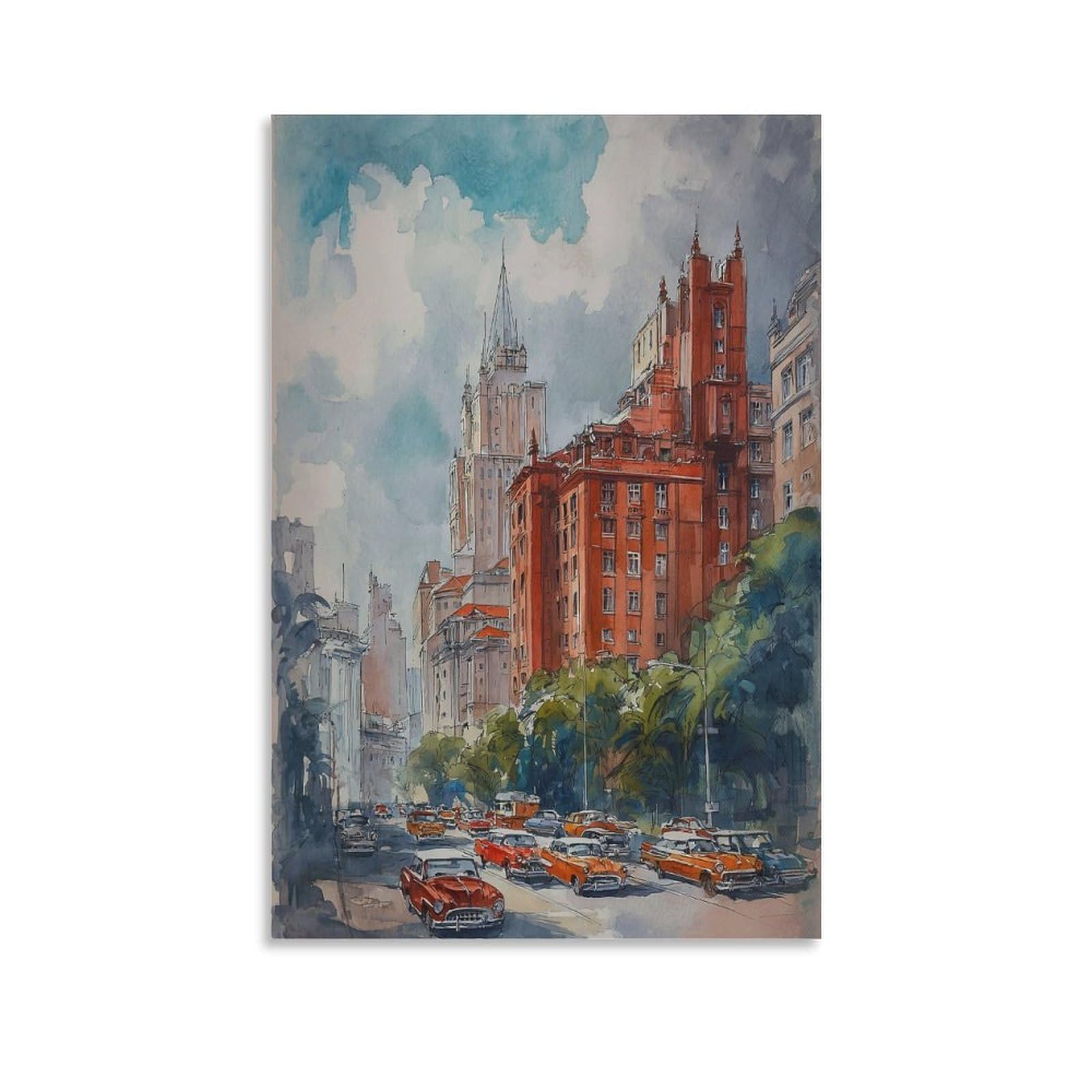 Atlanta City 24x36inch(60x90cm) Vintage Travel Poster Watercolor Canvas Art