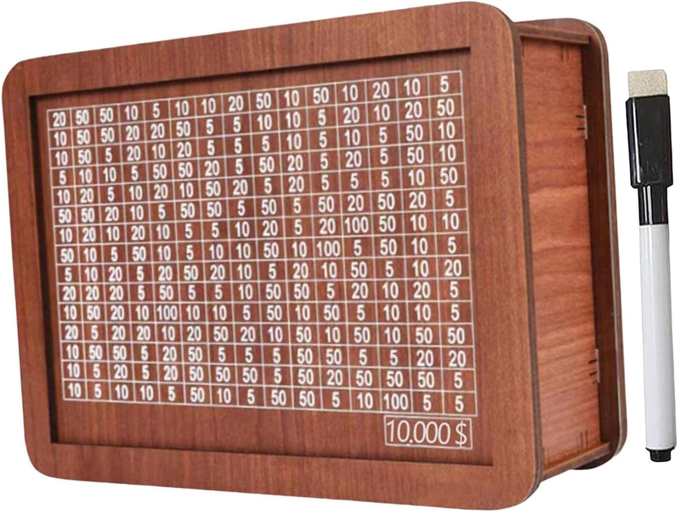 GeRRiT Money Box with Counter for Savings Goal,Cash Vault Wooden Box,Wooden Money Box with Money Target and Numbers,Portable Storage Case, Retro Style Coin Counter Piggy Bank for Adults Child (1000)