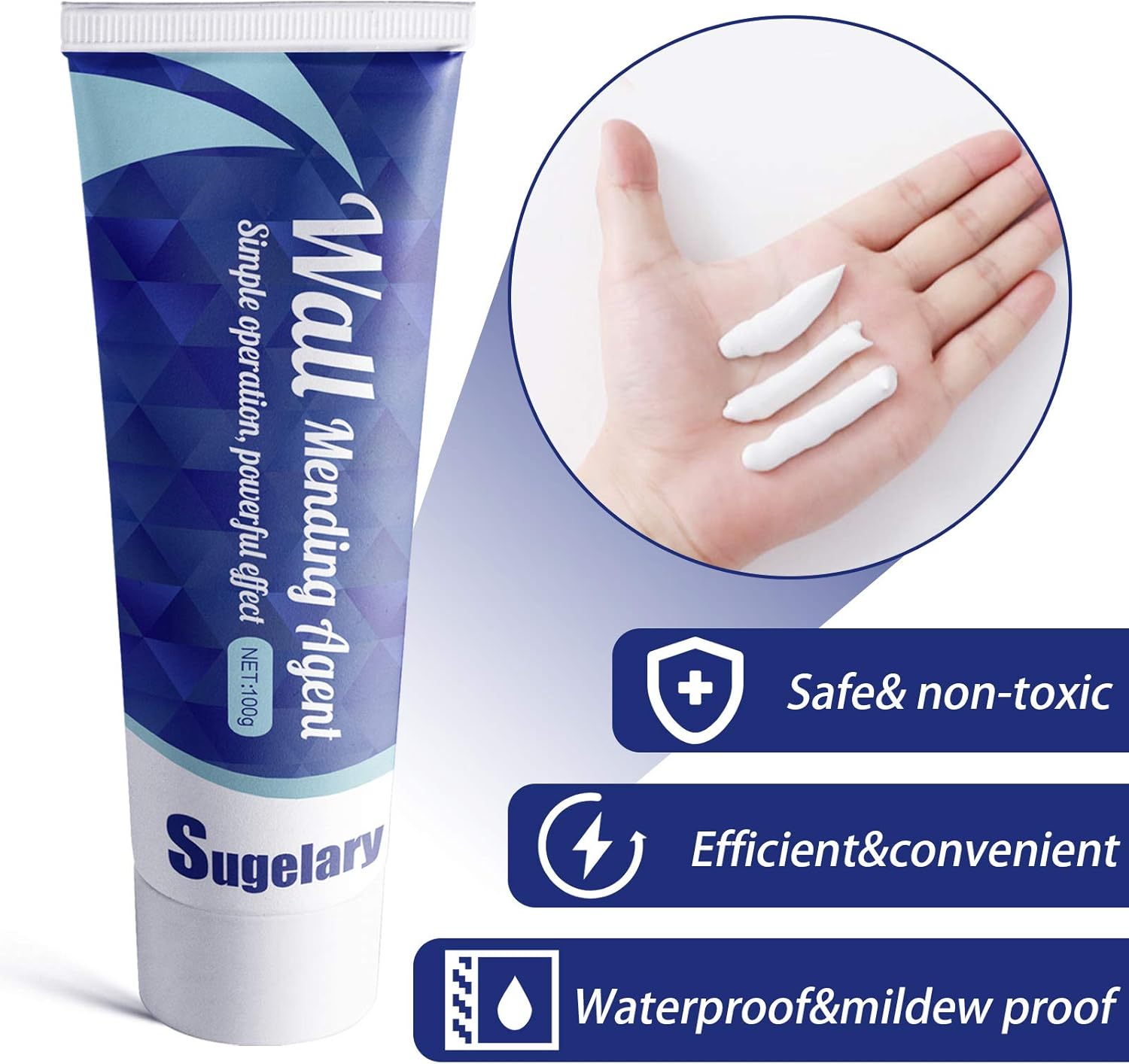 Drywall Patch Repair Kit with Scraper, 2 Pack Wall Surface Spackle Paste, Wall Mending Agent, Quick Solution to Fix The Holes Wherever Home Wall Also Works on Wood and Plaster (Blue 2pack) - - 