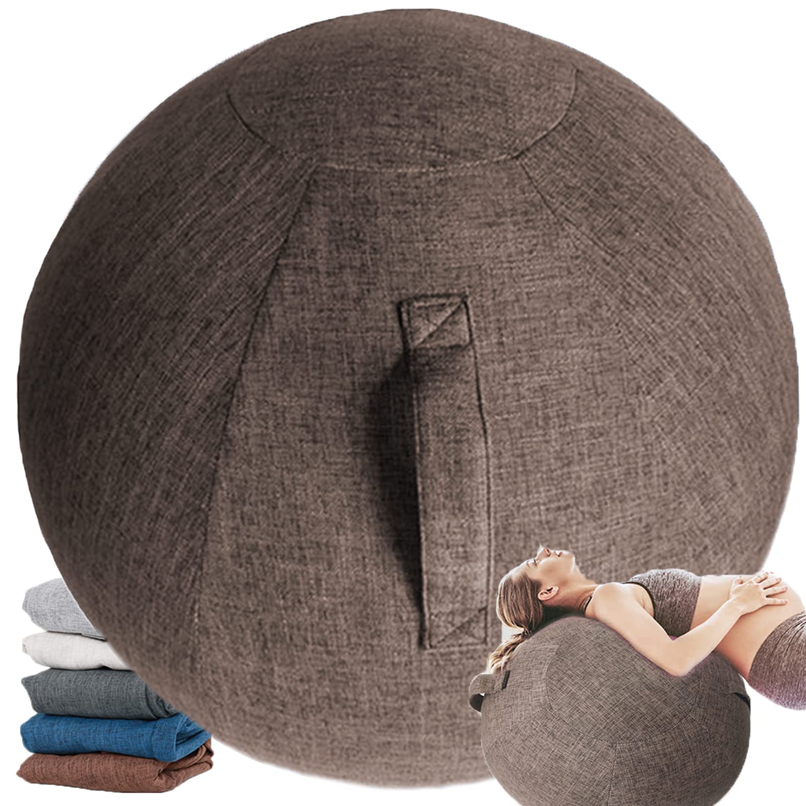 Palla Fitness 65cm Fitball Sedia Palla Ufficio Palla da Seduta Resistente Copertura per Gravidanza/Pilates /Sedia Yoga / Addominali (75CM,Castano)