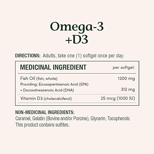Miniatura 3 de Nature's Bounty Aceite de pescado Omega-3 + D3 1200 mg / Vitamina D3 1000IU 90 cápsulas blandas