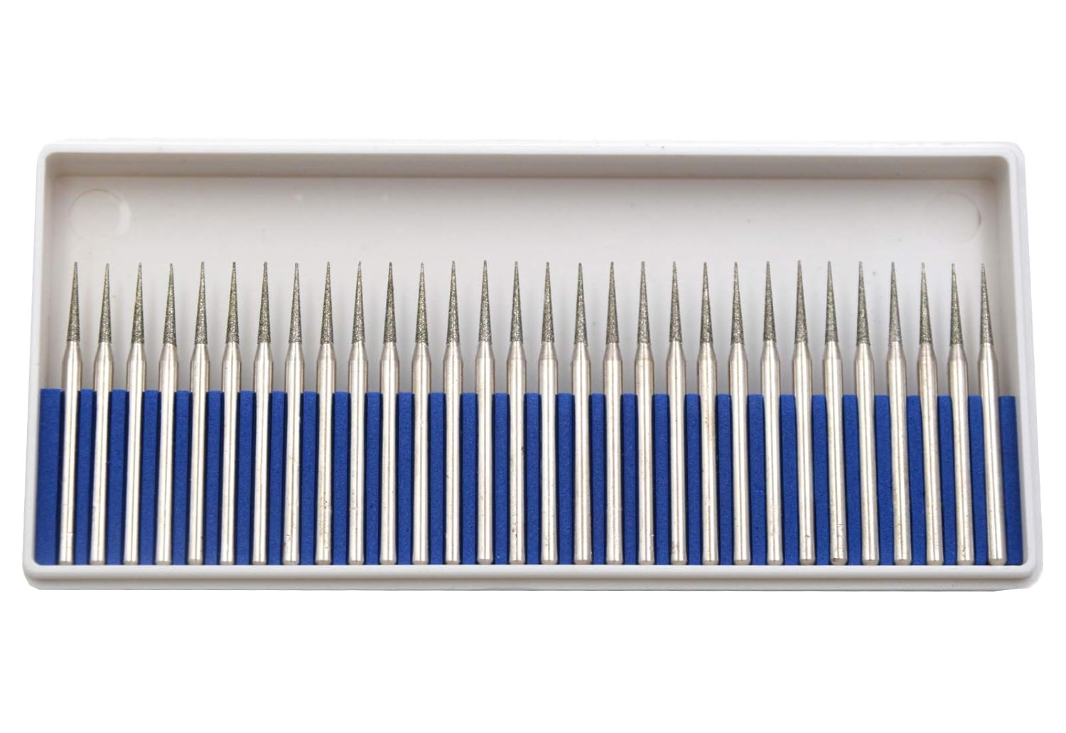 30Pcs Taper Round Tip Cone Tiny Diamond Burrs,3mm Head Dia, 3/32 Shaft, Grinding Sanding Sharpen Deburr Grind Abrasives Rotary Bits for Jewelry Glass Jade Stones Grout Die Steel