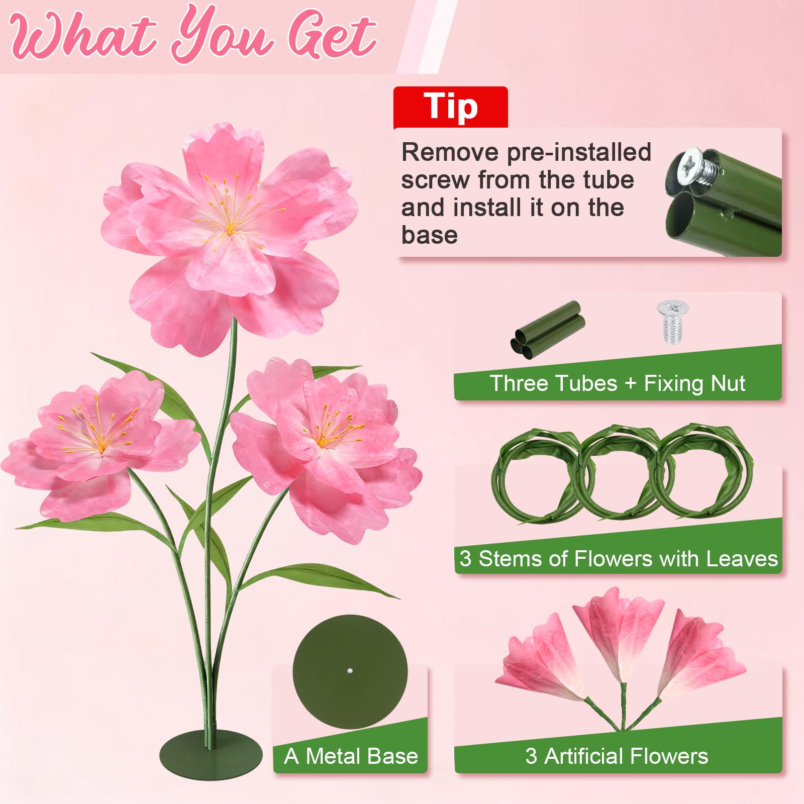 Große Dekorations-Kunstblume 170cm, Spritzwassergeschützte Papierblüte - Ideal für Hochzeiten, Gärten, Valentinstag, Muttertag, Geburtstage & Einkaufszentren, Rosa