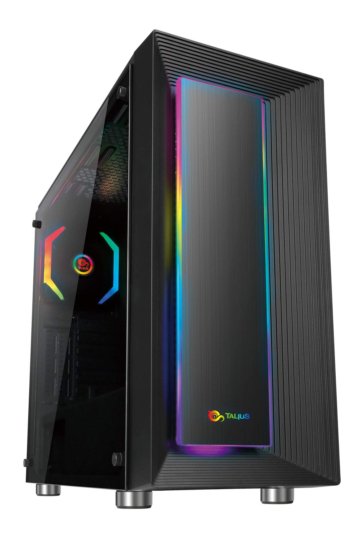 TALIUS Auriga. Caja Gaming Negra. Caja PC Gamer Incluye 1 Ventilador ARGB, Pc de Juego de Torre ATX de crital Templado.