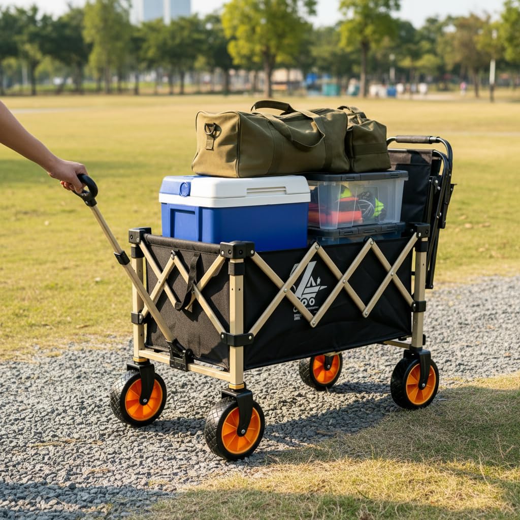 Carrello Utility Pieghevole da Esterno, Ruote universali silenziose, Carrello portatutto, Festival musicali, Per famiglie numerose, Ruota universale silenziosa standard, 5 pollici