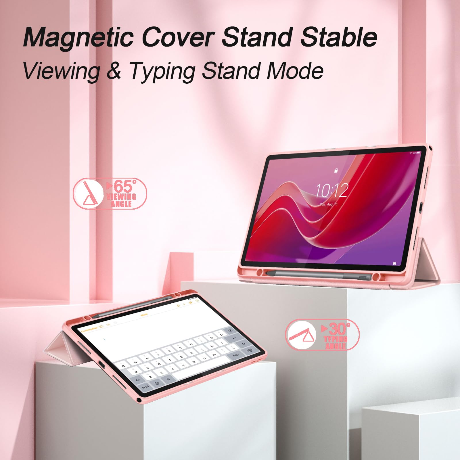 Custodia Per Lenovo Tab M11 2024 11 Pollici - Con Portapenna, Auto Sveglia/Sonno, Rosa - Foto 5