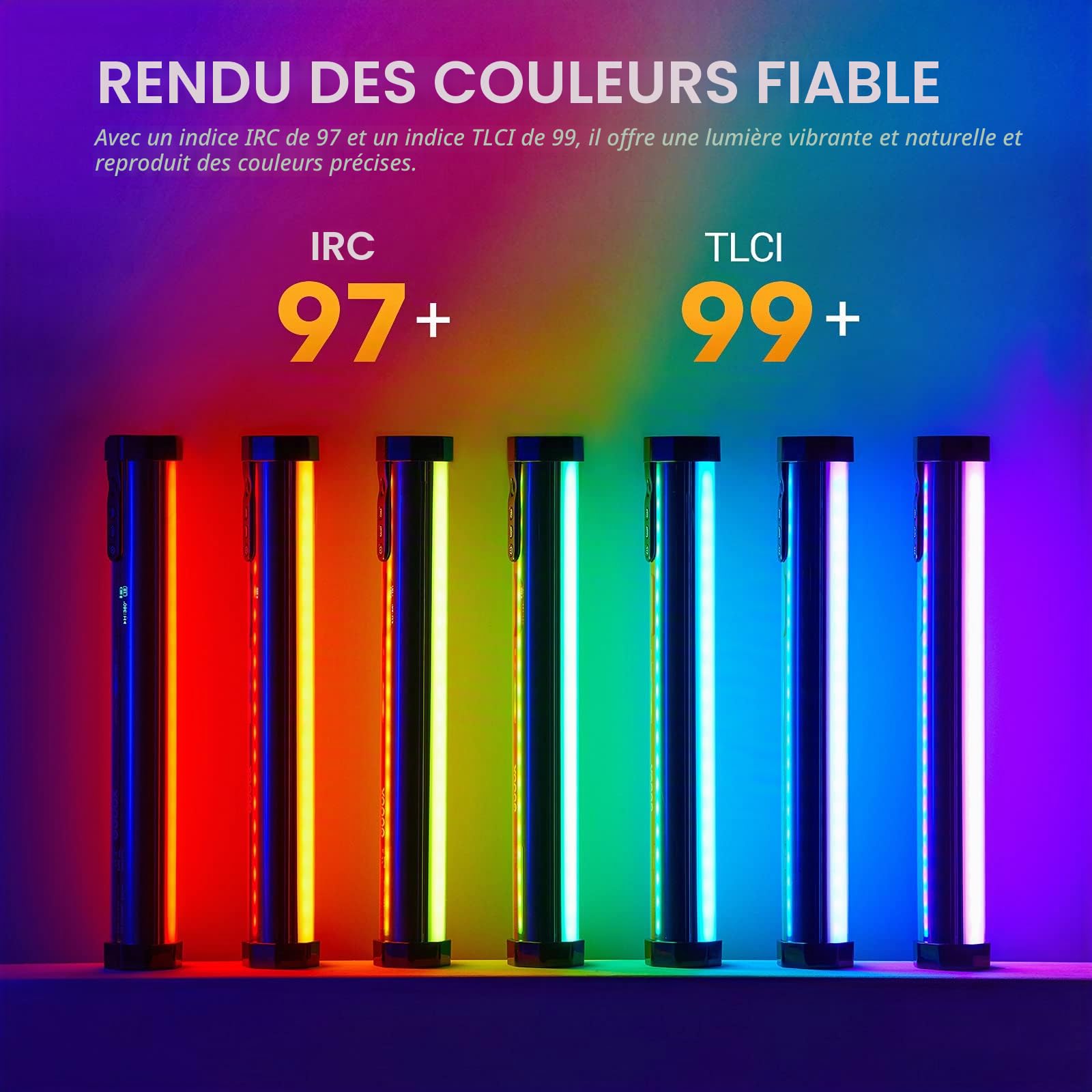 Godox TL30 Tube Lumineux RGB, CRI 97+ TLCI 99+ Photographie Lumière LED | 2700-6500K, Trois Modes RVB, CCT, HSI Permettent D'obtenir Jusqu'à 36000+ Couleurs pour Tournage, Réalisation de Films, Vidéo