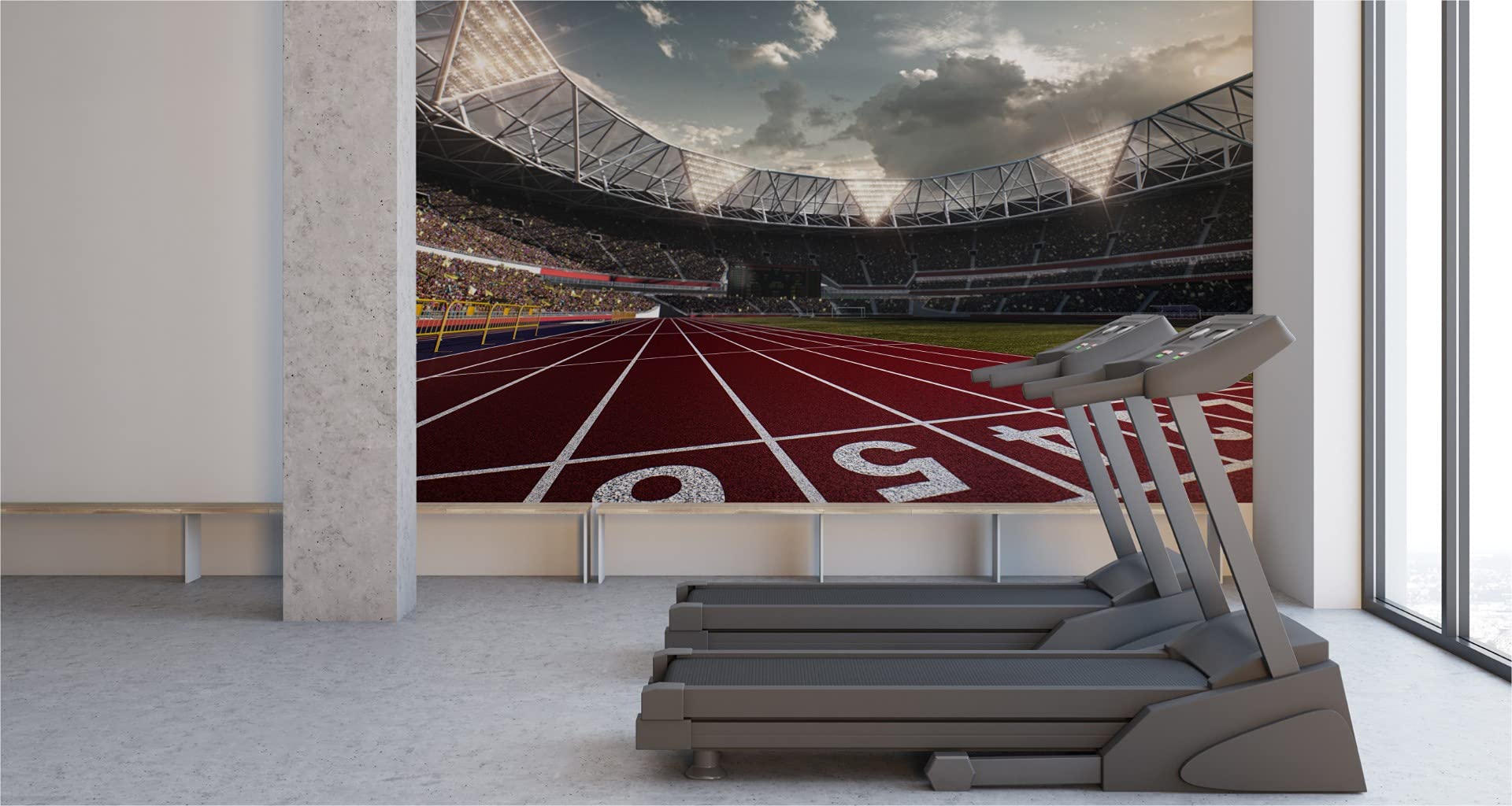 Muralo Tapeta z włókniny bieżnia, sport, stadion piłkarski, XXL – 368 x 254 cm