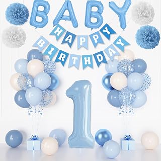 Ouddy Life 1st Birthday Decorations for Boys, 40 Inch Number 1 Balloon