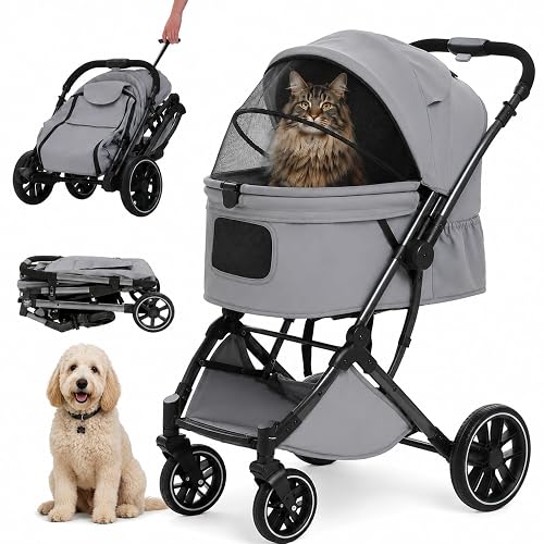 MUTTROS Pet Stroller for Dogs & Cats, 66lbs, Gray