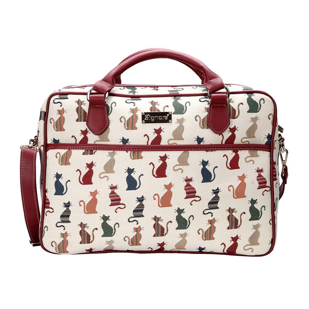 Siganre Arazzo Borse Ordi Portatile15, 15.6, pc Portatile per Studente Borsa Business per Le Donne Laptop Bag, Gatto sfacciato, Taglia unica