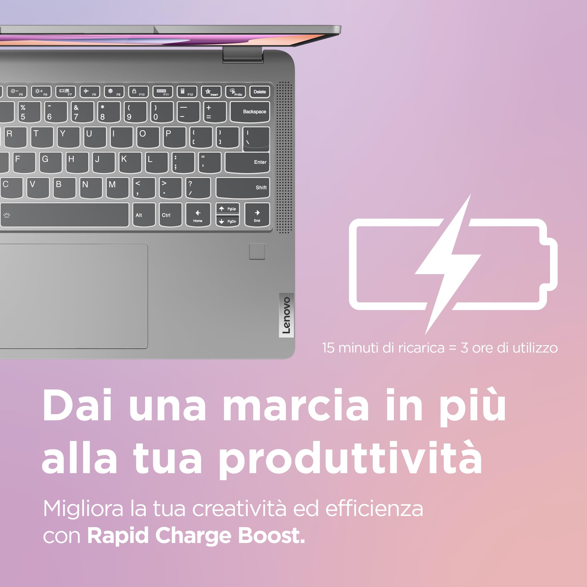 Lenovo IdeaPad Flex 5 Notebook - AMD Ryzen 7 7730U, RAM 16GB, 512GB SSD, Display 14" Touch WUXGA (1920x1200) IPS, Windows 11 Home, Tastiera italiana, Digital Pen inclusa - Arctic Grey