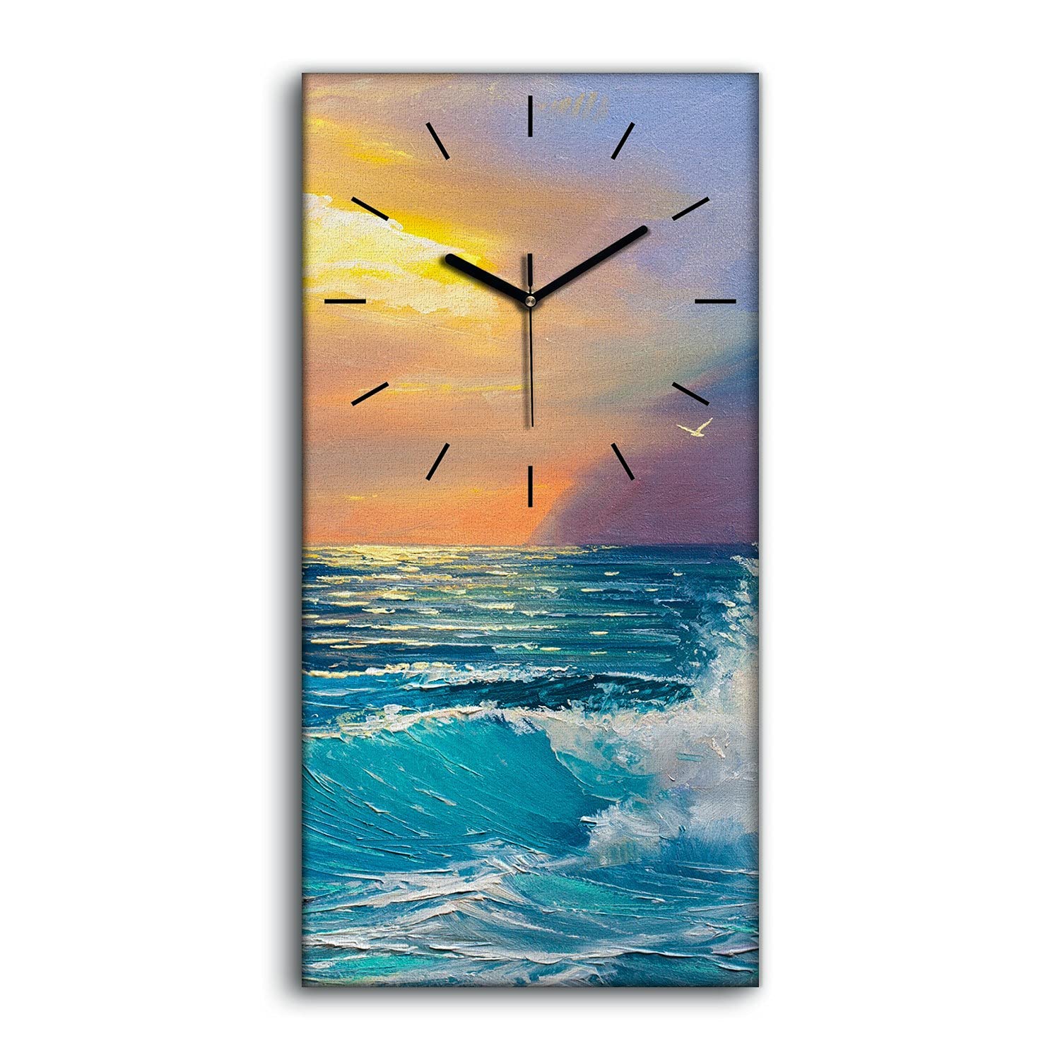 Horloge sur Toile Paysage de Mer pour Décoration de Salon et Chambre Zen