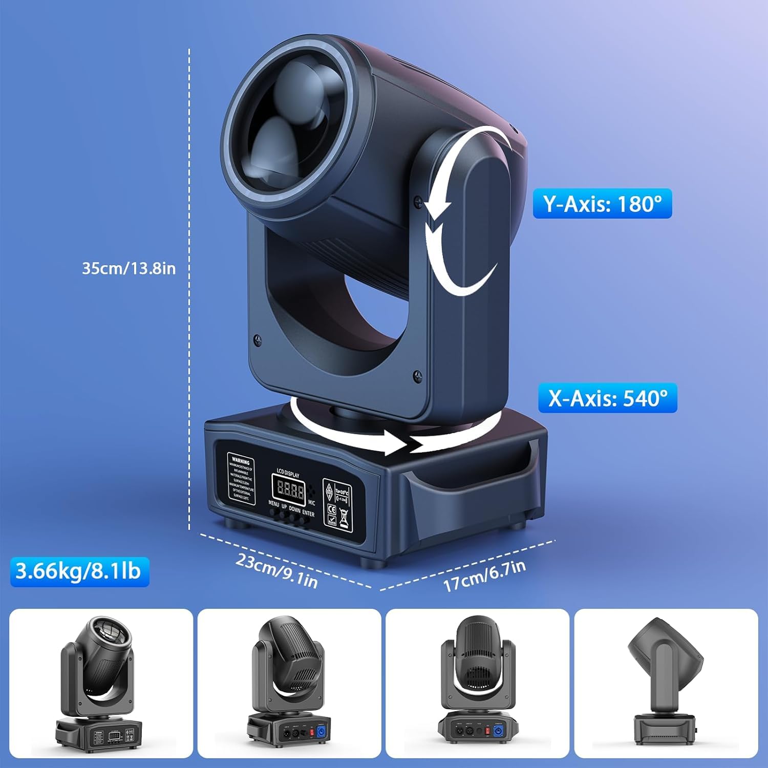 2 unités 150W Lyre LED Projecteur Éclairage DJ de Scène à Tête Mobile 18 Prismes Rotatifs 8 Gobos avec Modes DMX512 Maître-Esclave et Activation Sonore pour Fête de Mariage, Activités de L'auditorium
