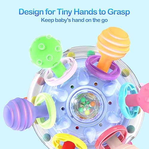 Miniatura 5 de Juguetes sensoriales para la dentición para bebés, juguetes Montessori actualizados, sonajeros sensoriales para masticar, regalo para bebés recién