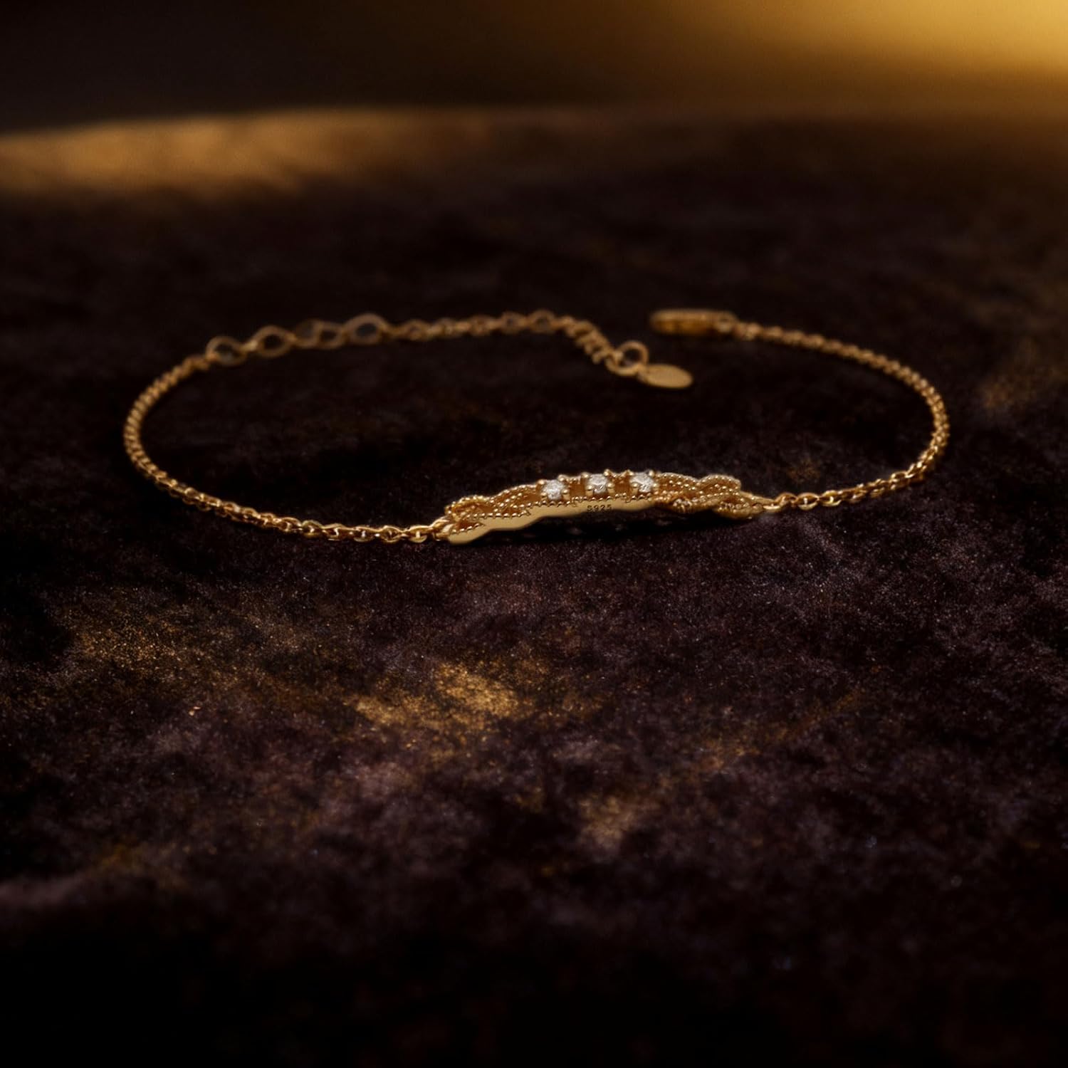 Gold Diamond Knot Bracelet for Women 925 Sterling Silver Lab Grown Diamond Celtic Knot Bracelet 18K White Gold Plated Jewelry for Her Wife Mom