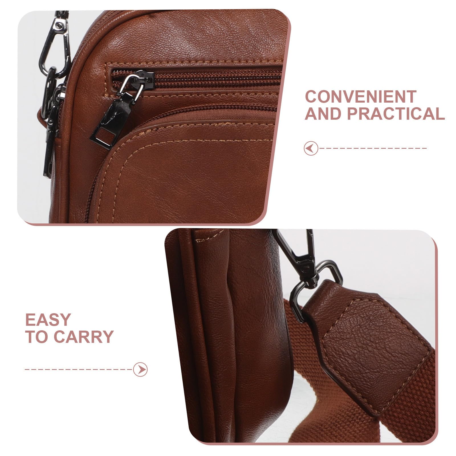SOIMISS PU Portefeuille Téléphone Bandoulière Femme, Petit Paquet, Marron