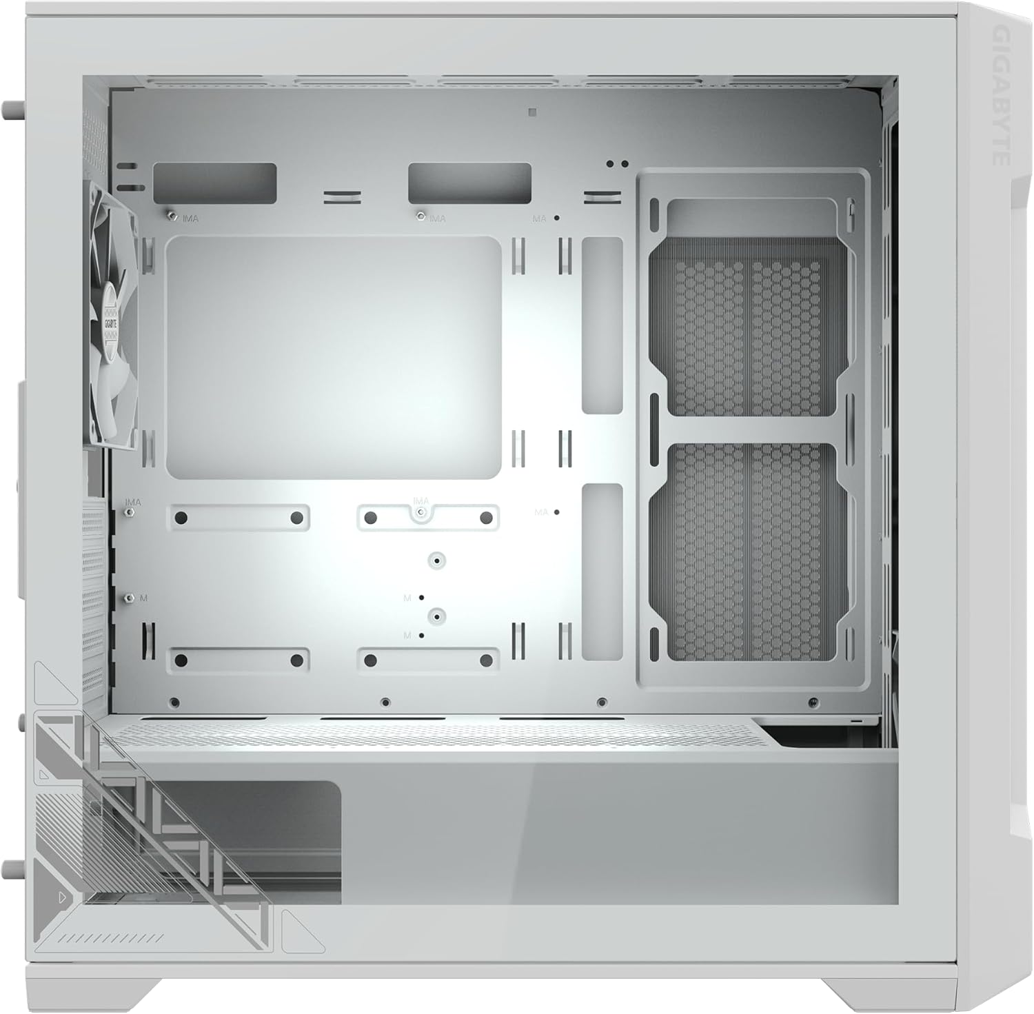 GIGABYTE C102 Glass ICE - White Mid Tower PC Gaming Case, Tempered Glass, PSU Shroud, 2X 120mm Fans (GB-C102GI)