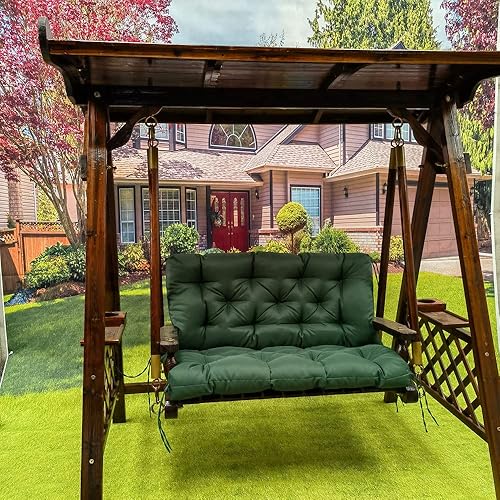 Miniatura 5 de Cojines de banco de repuesto para columpio de 2 a 3 plazas, impermeable, cojín de banco grueso de 5 pulgadas, cojines de sofá biplaza para