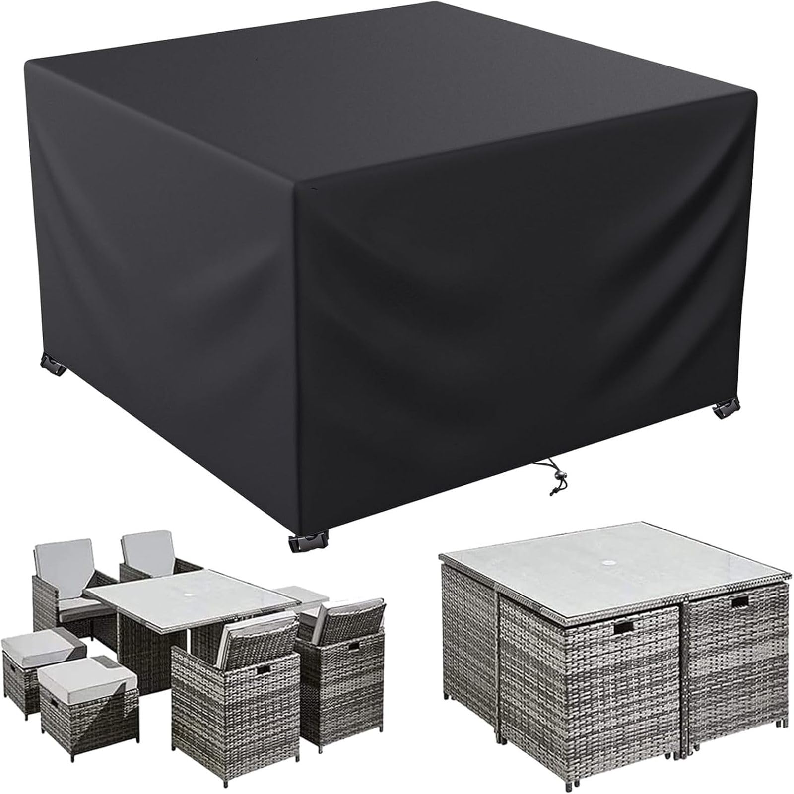 ZRUIORL Garden Furniture Covers, Rectangular/Square Outdoor Furniture Covers, Waterproof, Upgraded Tear-Resistant 420D Oxford Fabric Garden Rattan Sofa Set Patio Table Covers 100×100×70cm
