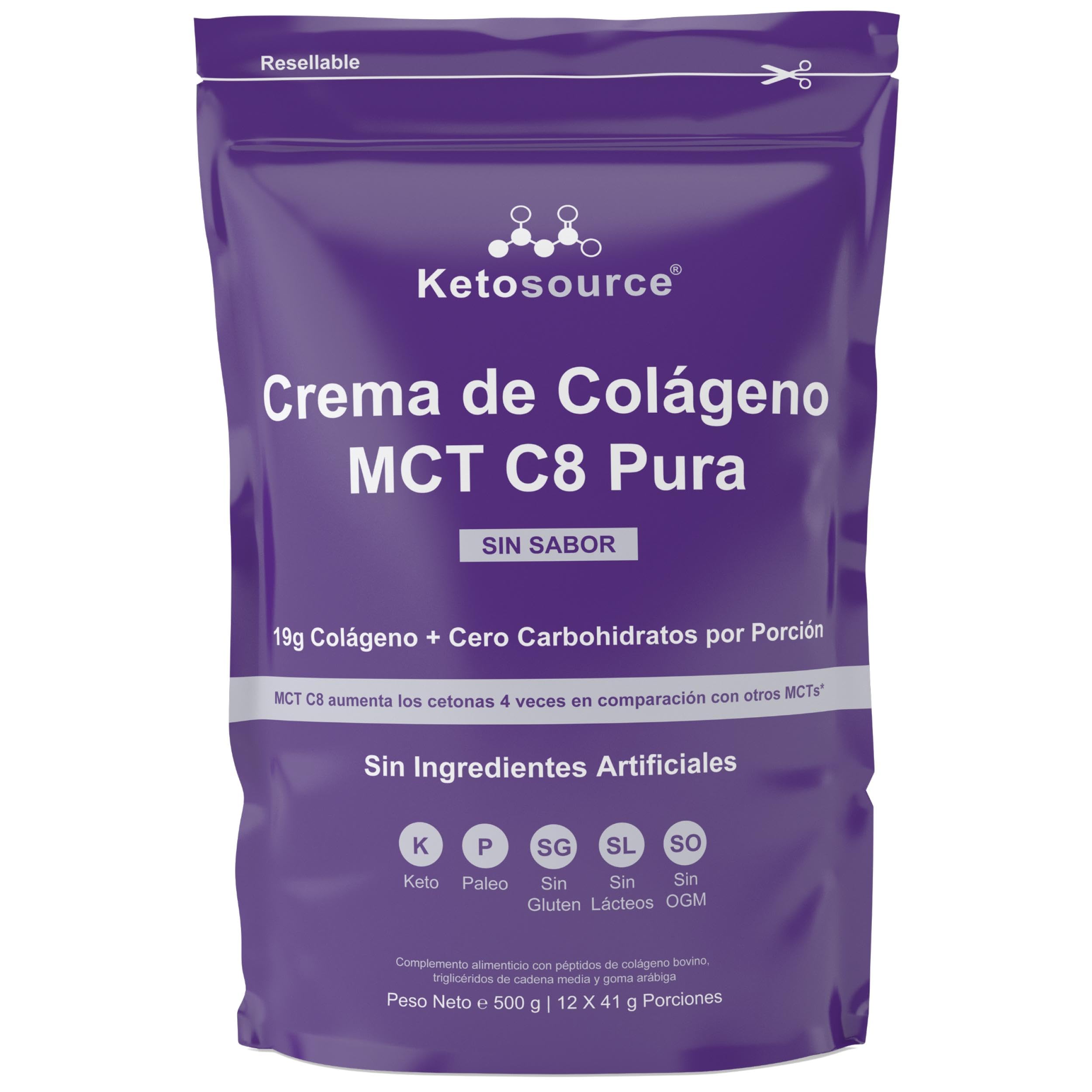 Creamer de Colágeno C8 MCT | Keto y Colágeno en Uno | 500g Natural