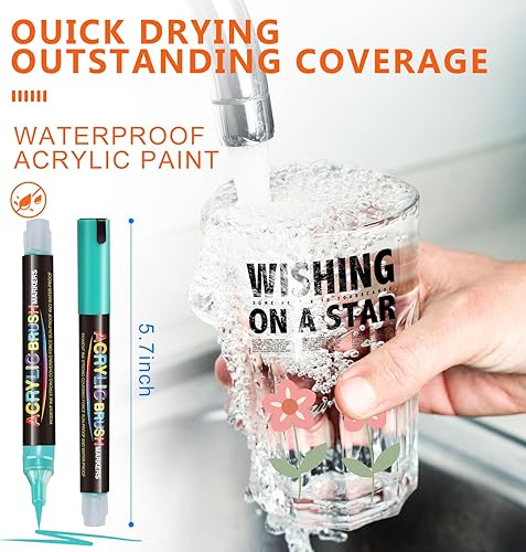 Miniatura 3 de 24 bolígrafos de pintura acrílica, marcadores de punta de pincel de 0.039-0.197 in para letras y pintura creativa, fabricación de tarjetas, pintura