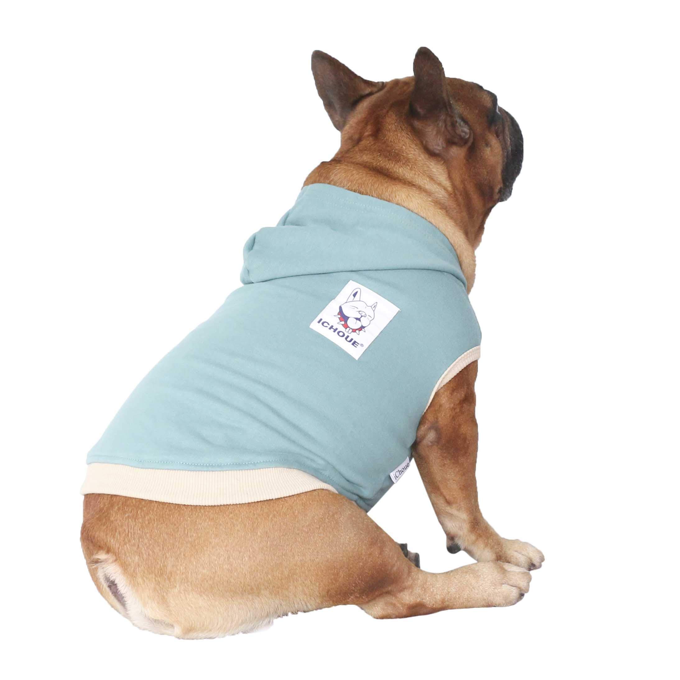 iChoue - Felpa con cappuccio per cani, con cappuccio, in cotone, motivo: bulldog inglese, Boston Terrier