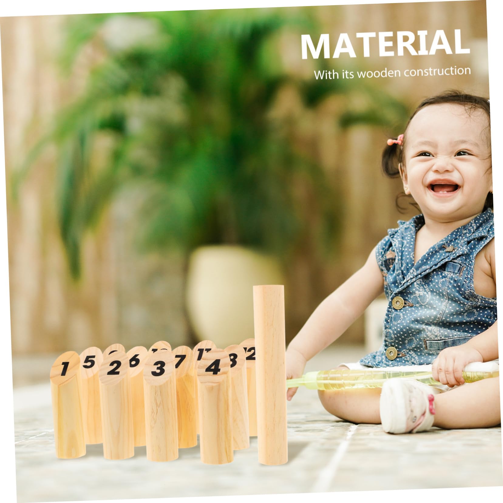 Toyvian Jeu de Lancer Quilles Finlandaises Numérotées en Bois Naturel, Jouet Interactif Éducatif, Kit Complet pour Adultes et Garçon et Filles, Loisirs en Plein Air, Jardin et Activités