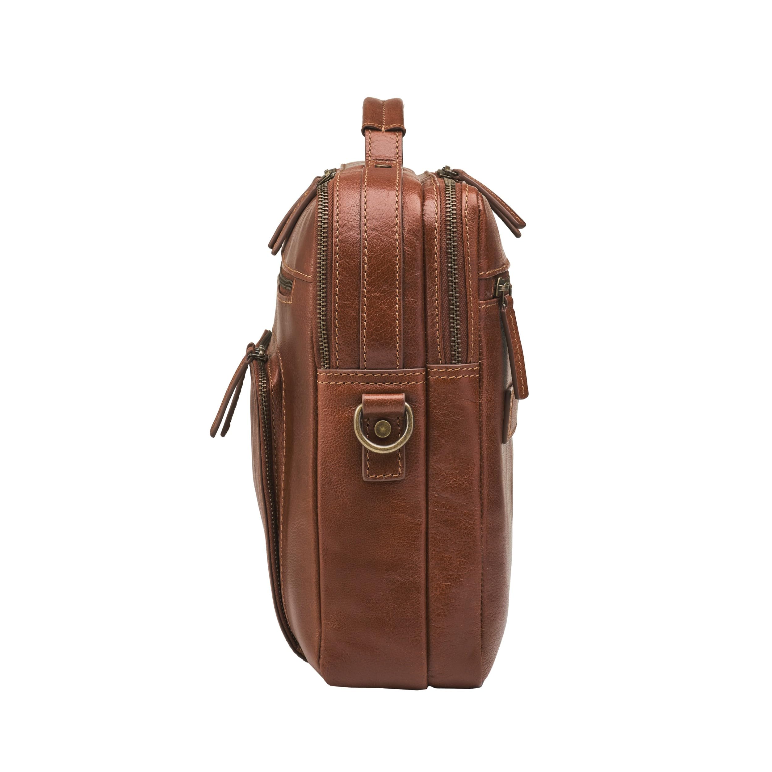 DRAKENSBERG Leder Aktentasche 'Silvio' für Herren, 2 Hauptfächer, kompakte, luxuriöse 16" Laptoptasche für Business, 14L