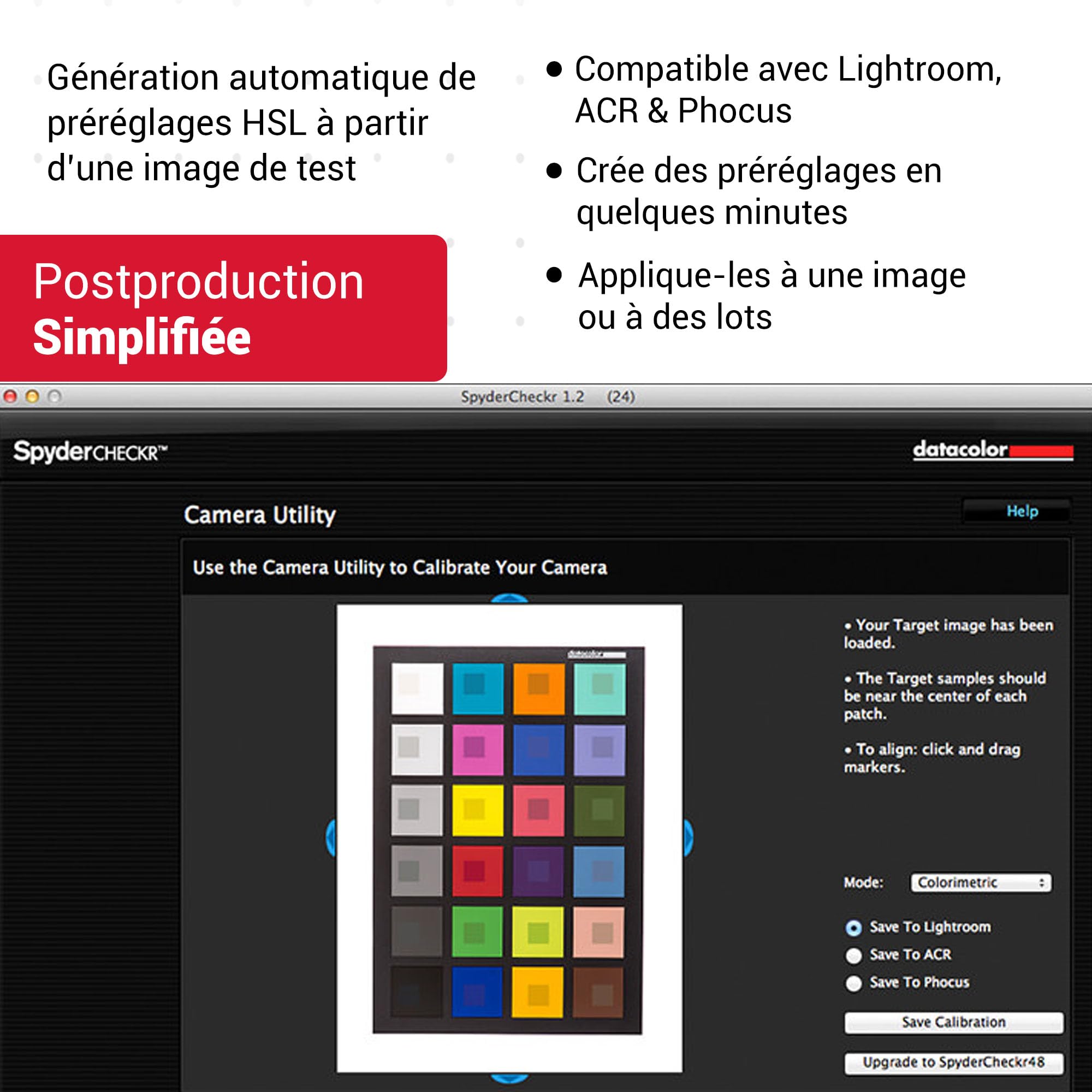 Datacolor SpyderCheckr24 - Carte couleur pour le calibrage des caméras avec 24 patchs couleur, Noir