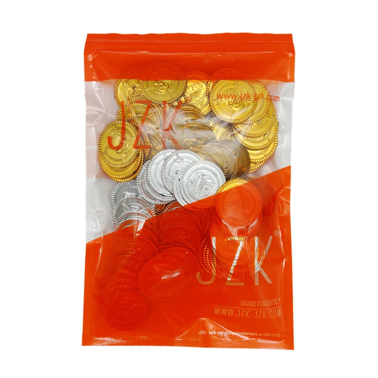 JZK 100 x Monete d'Argento e d'oro in plastica finte Monete Pirata Caccia al Tesoro Giocattoli per Bambini Festa bomboniere Feste per Halloween/Natale/Festa di Compleanno per Bambini